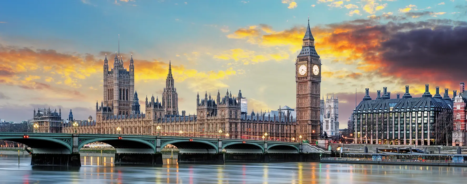 A photo of London with Big Ben near the center.